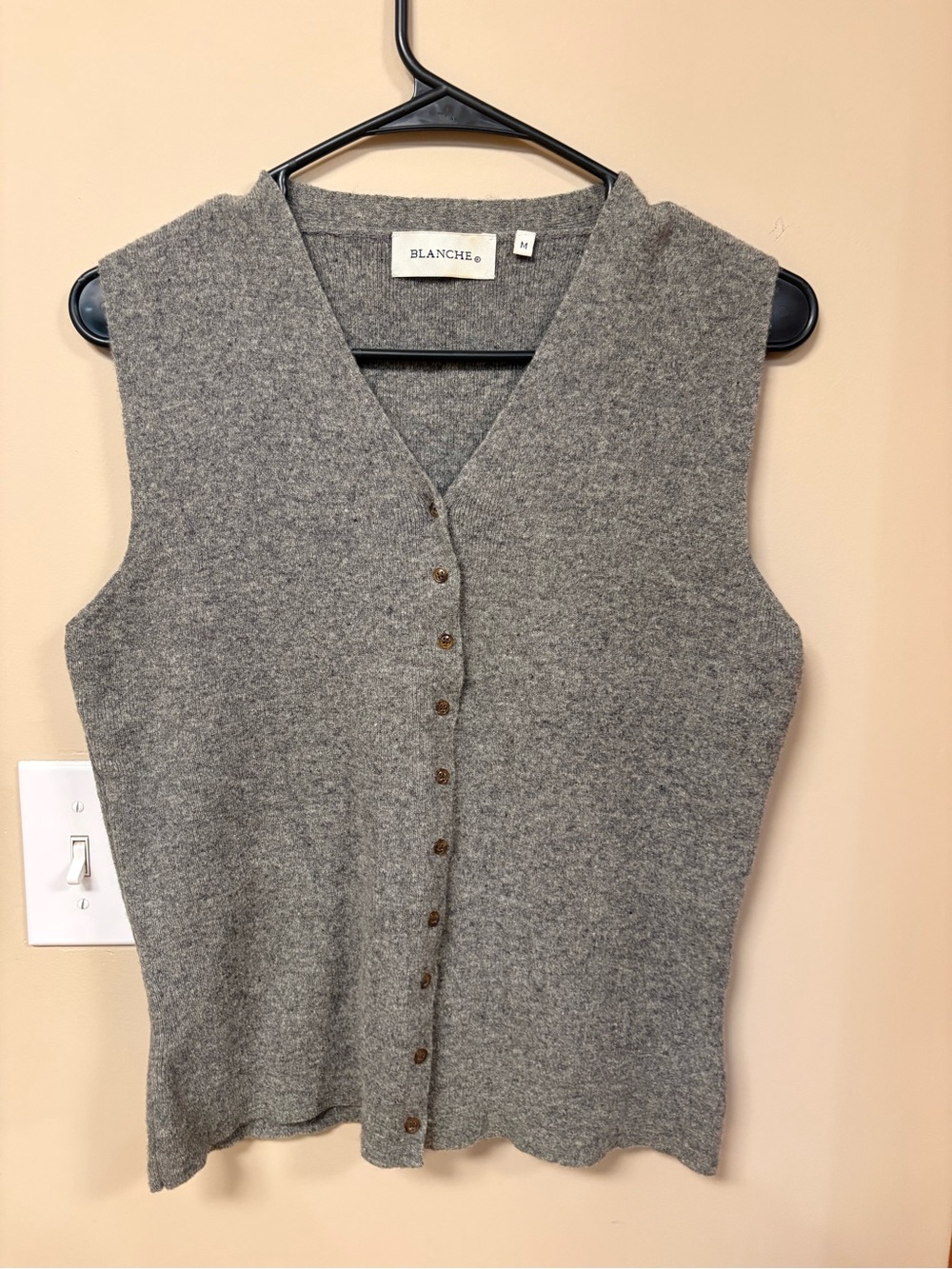 BLANCHE Gray Button-Up LambsWool Vest